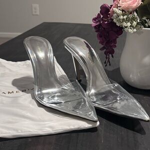 Good American Silver Clear Heels